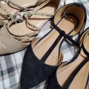 2 pairs strappy flats